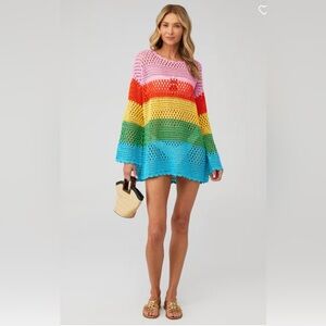 NWT Show Me Your Mumu Paula Pullover Bright Stripe Coverup Size XS